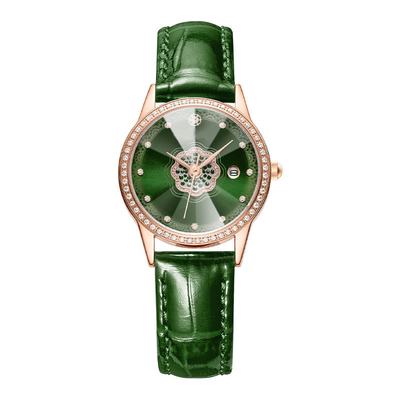 Movimento Diamond Encrusted Watch delle signore Diamond Studded Watches Leather Quartz