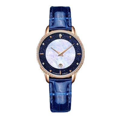 Le signore impermeabili dell'orologio 3ATM di Pin Buckle Diamond Bezel Leather vestono gli orologi con i diamanti