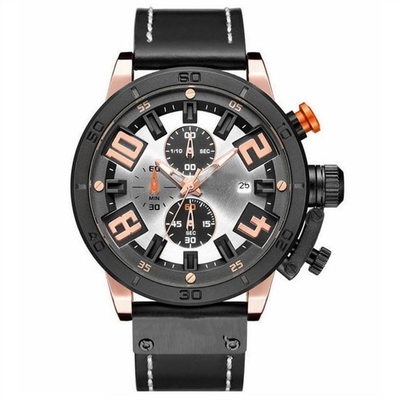 Orologio versatile di sport di Pin Buckle Alloy Case Chronos degli orologi della cinghia di cuoio degli uomini