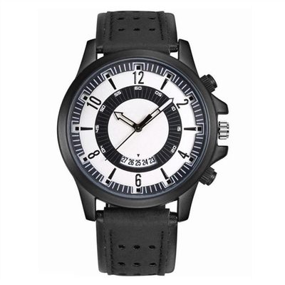 Gli orologi dei grandi uomini del quadrante del movimento del quarzo anneriscono gli orologi casuali rivestono di pelle le cinghie 23cm