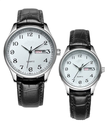 Cinghia di cuoio analogica dell'orologio del quarzo degli uomini impermeabili della copertura inferiore coppia l'orologio del quarzo