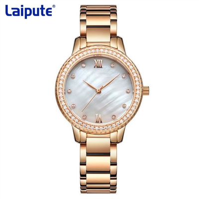 Diamond Watch del fermaglio della tartaruga di acciaio inossidabile del braccialetto dell'orologio del quarzo delle donne posteriori del movimento