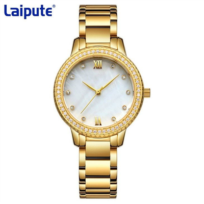Diamond Watch del fermaglio della tartaruga di acciaio inossidabile del braccialetto dell'orologio del quarzo delle donne posteriori del movimento