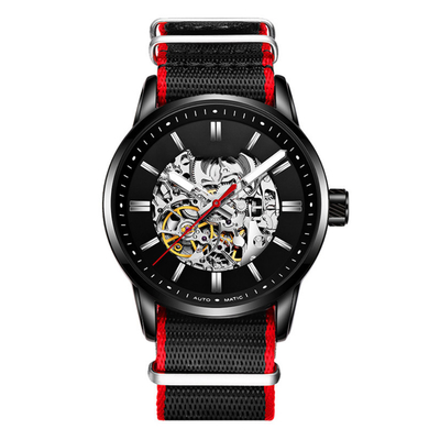orologio di nylon dello scheletro di vita di 30m del quadrante stereo meccanico impermeabile dell'orologio