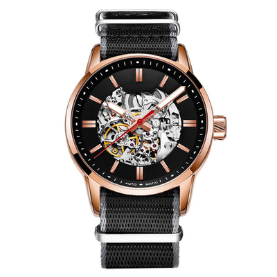 orologio di nylon dello scheletro di vita di 30m del quadrante stereo meccanico impermeabile dell'orologio