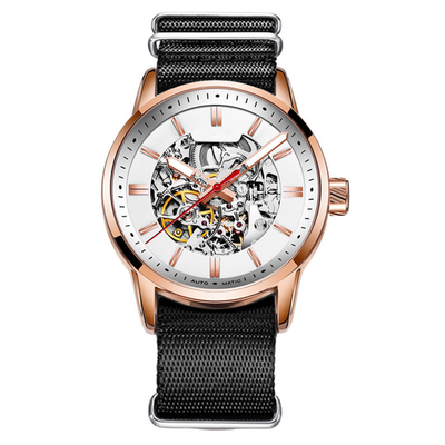 orologio di nylon dello scheletro di vita di 30m del quadrante stereo meccanico impermeabile dell'orologio