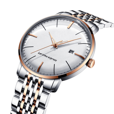 Acciaio inossidabile resistente del quarzo dell'acqua dell'orologio del movimento automatico del quarzo indietro