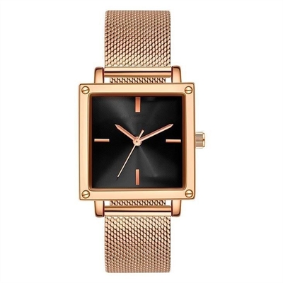 Quadrante di Mesh Strap Women Quartz Wrist/di cuoio orologio 30M Life Waterproof Square non della scala