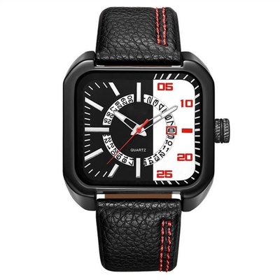 orologio di 30M Waterproof Mens Square con l'orologio quadrato del cuoio della banda di cuoio
