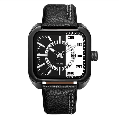 orologio di 30M Waterproof Mens Square con l'orologio quadrato del cuoio della banda di cuoio