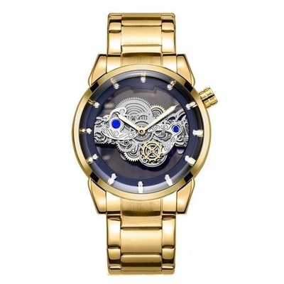 Lo scheletro vuoto di acciaio inossidabile guarda gli orologi automatici di lusso per gli uomini