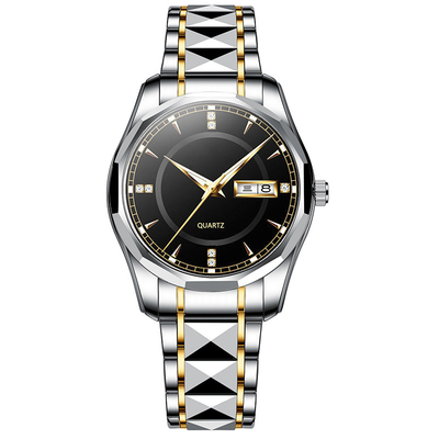 L'orologio d'acciaio del quarzo del calendario del tungsteno impermeabilizza gli orologi degli uomini