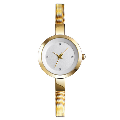Orologio da polso da donna impermeabile in acciaio inossidabile con quadrante in vetro rinforzato minerale