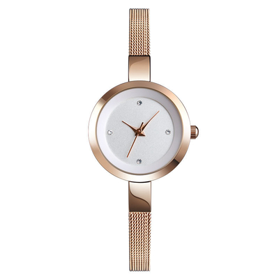 Orologio da polso da donna impermeabile in acciaio inossidabile con quadrante in vetro rinforzato minerale