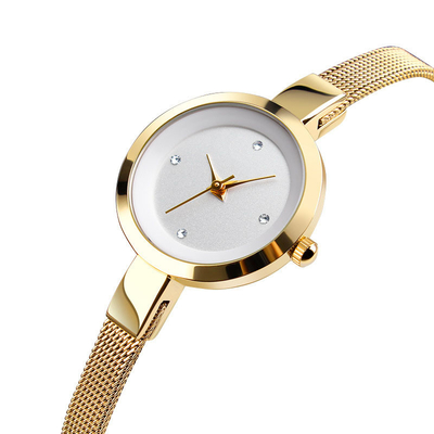 Orologio da polso da donna impermeabile in acciaio inossidabile con quadrante in vetro rinforzato minerale