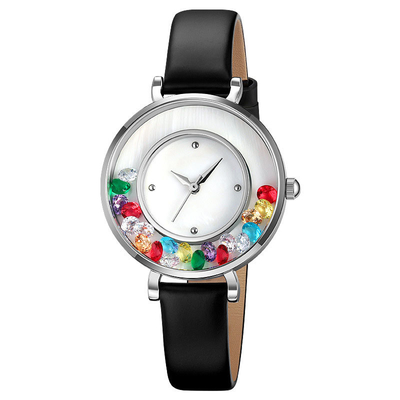Moda ed elegante orologio al quarzo in lega con gemma da donna