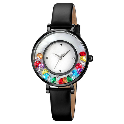 Moda ed elegante orologio al quarzo in lega con gemma da donna