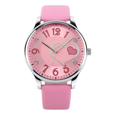 Orologio al quarzo da ragazza alla moda a forma di cuore, chiusura pieghevole impermeabile con sicurezza