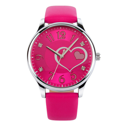 Orologio al quarzo da ragazza alla moda a forma di cuore, chiusura pieghevole impermeabile con sicurezza