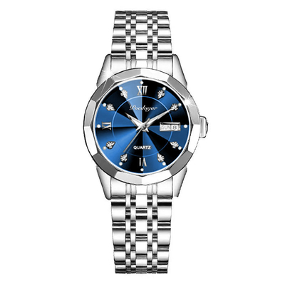 Orologio luminoso del calendario dell'orologio delle donne impermeabili svizzere doppio per le donne