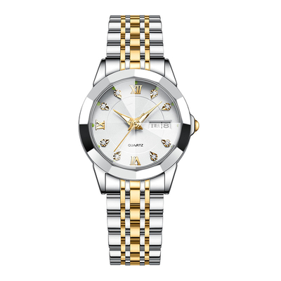 Orologio luminoso del calendario dell'orologio delle donne impermeabili svizzere doppio per le donne