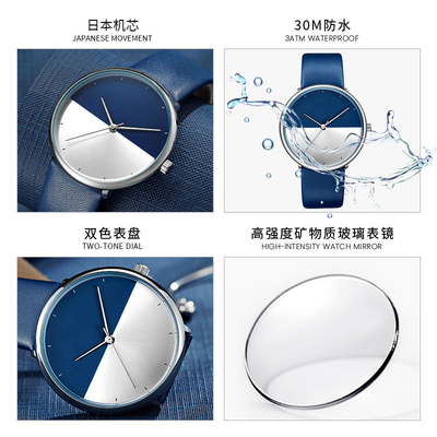 cinghia spessa dell'unità di elaborazione di 7mm o orologio di cuoio genuino 3ATM con Sapphire Crystal Glass