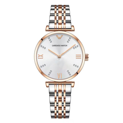 Orologio da polso in quarzo in acciaio inossidabile femminile con funzione di visualizzazione del tempo