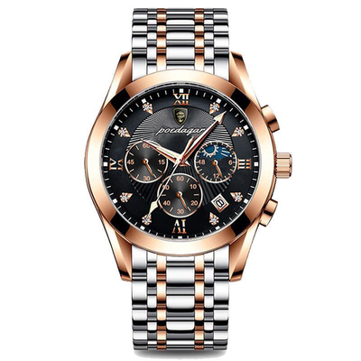 Orologio da polso in quarzo in acciaio inossidabile con cassa di 43 mm di diametro e movimento in quarzo