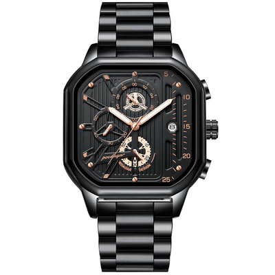 Orologio da polso in quarzo in acciaio inossidabile progettato con display a puntatore