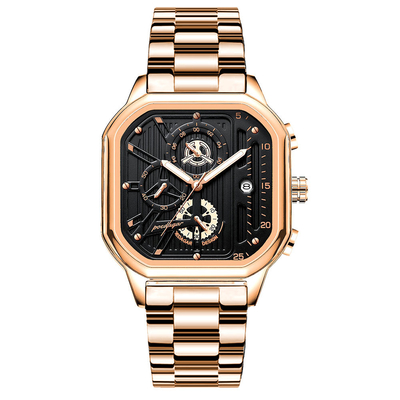 Orologio da polso in quarzo in acciaio inossidabile progettato con display a puntatore