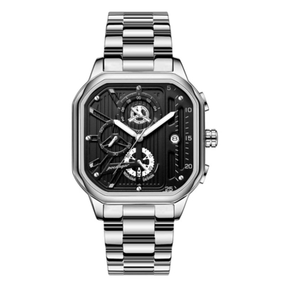 Orologio da polso in quarzo in acciaio inossidabile progettato con display a puntatore