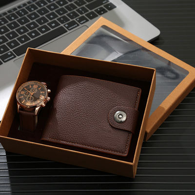 Il portafoglio e l'orologio dell'OEM hanno messo per lui uniscono in lega e rivestono di pelle il materiale Multiapplication