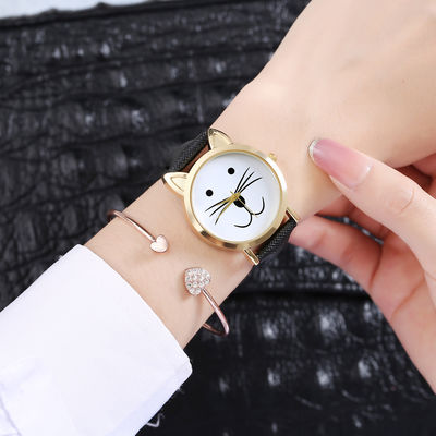 I bambini del quarzo di ROHS guardano, materiale della lega del peso di Cat Face Quartz Watch 35g