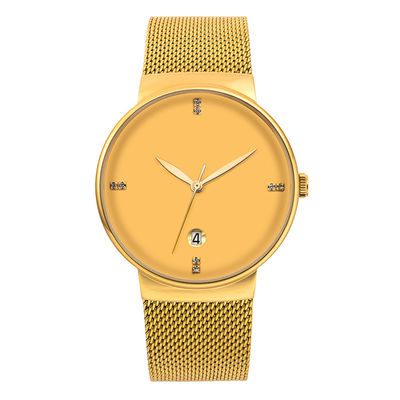 il quarzo d'acciaio della copertura posteriore 316L guarda inossidabile, l'oro Tone Stainless Steel Watch
