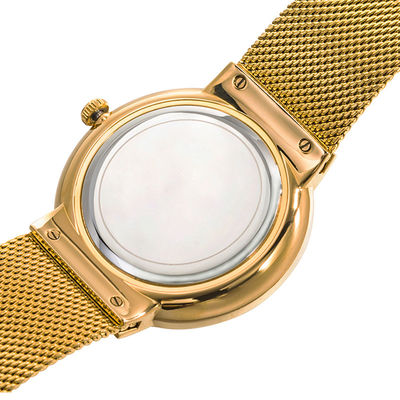 il quarzo d'acciaio della copertura posteriore 316L guarda inossidabile, l'oro Tone Stainless Steel Watch