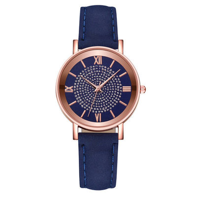 Orologio impermeabile del quarzo delle donne 3BAR, orologio di cuoio del quarzo della banda di 230mm