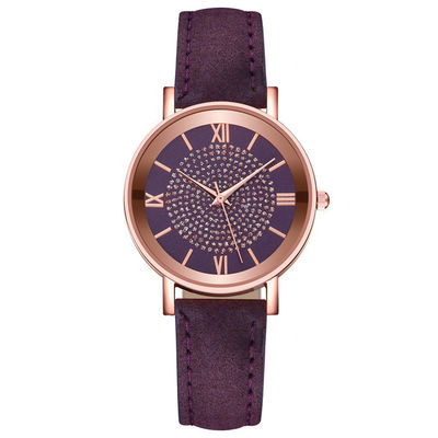 Orologio impermeabile del quarzo delle donne 3BAR, orologio di cuoio del quarzo della banda di 230mm