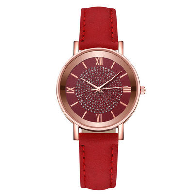 Orologio impermeabile del quarzo delle donne 3BAR, orologio di cuoio del quarzo della banda di 230mm