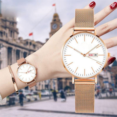 Orologio 3BAR 3Needles resistente all'acqua di Rose Gold Women Quartz Wrist