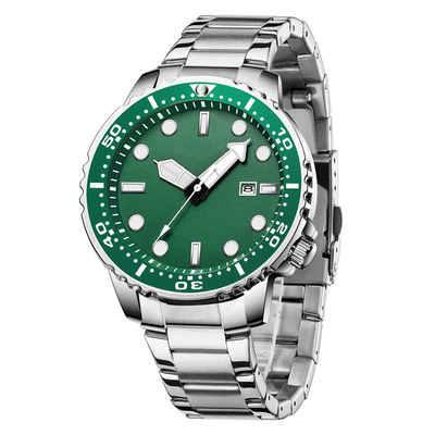 Il fantasma casuale dell'acqua dell'orologio del quarzo di sport degli uomini di modo guarda il colore verde