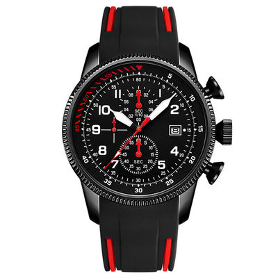 Movimento del quarzo degli orologi dell'aviazione degli uomini multifunzionali con la banda del silicone