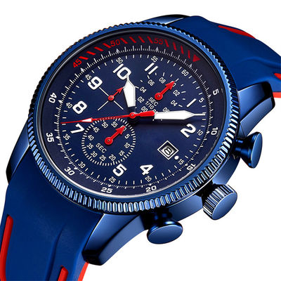Movimento del quarzo degli orologi dell'aviazione degli uomini multifunzionali con la banda del silicone