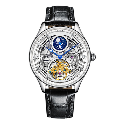 Orologi del quarzo di fase della luna della cinghia di cuoio per le donne degli uomini