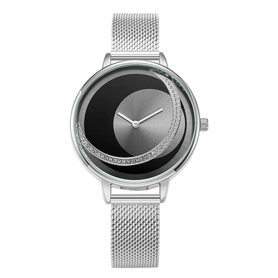 orologi Diamond Encrusted Mesh Strap Watch di cuoio della batteria di quarzo della cinghia di 14mm