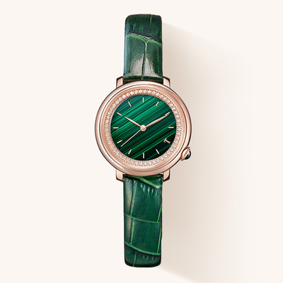 Cinghia di cuoio di vetro minerale dell'orologio del quarzo delle donne di SS316L