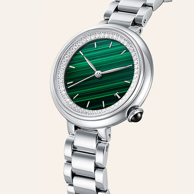 Cinghia di cuoio di vetro minerale dell'orologio del quarzo delle donne di SS316L