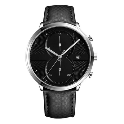 Orologio 43mm Dia Minimalist Chronograph del quarzo della lega della cinghia di cuoio