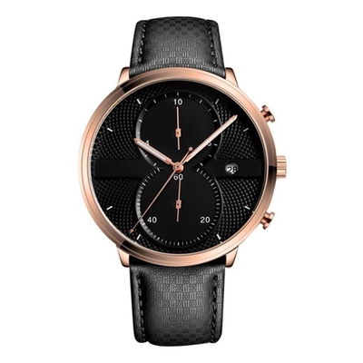 Orologio 43mm Dia Minimalist Chronograph del quarzo della lega della cinghia di cuoio