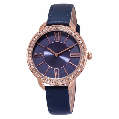 cuoio 2035 del movimento di Diamond Quartz Watch del quadrante di 9.8mm Encrusted