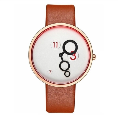 vetro temperato minerale del cuoio dell'unità di elaborazione Nubuck dell'orologio del quarzo delle donne della cinghia di 220mm